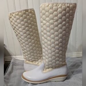 Timberland Kickadillaquilt Size 6 Boots White Leather 14In Vintage